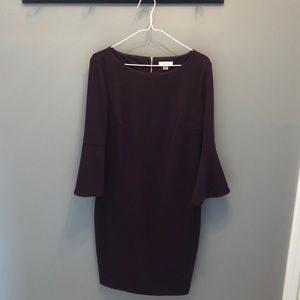 CALVIN KLEIN Bell Sleeve Purple Dress Size 12